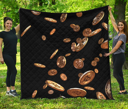 Falling Bitcoin Print Quilt