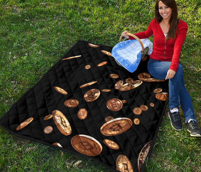Falling Bitcoin Print Quilt