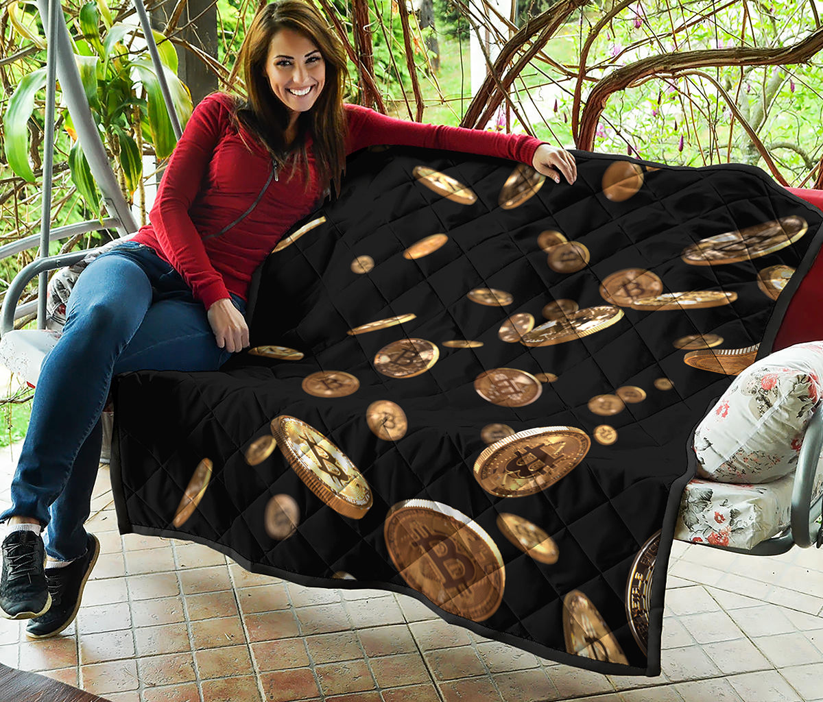 Falling Bitcoin Print Quilt