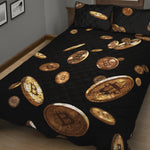 Falling Bitcoin Print Quilt Bed Set