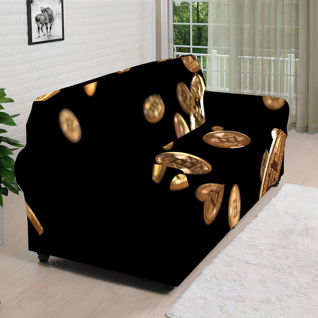 Falling Bitcoin Print Sofa Cover