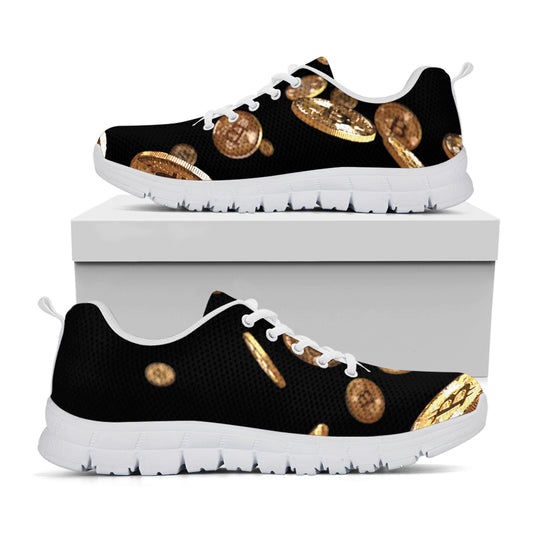 Falling Bitcoin Print White Sneakers