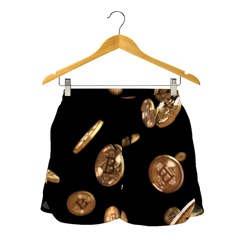 Falling Bitcoin Print Women's Shorts
