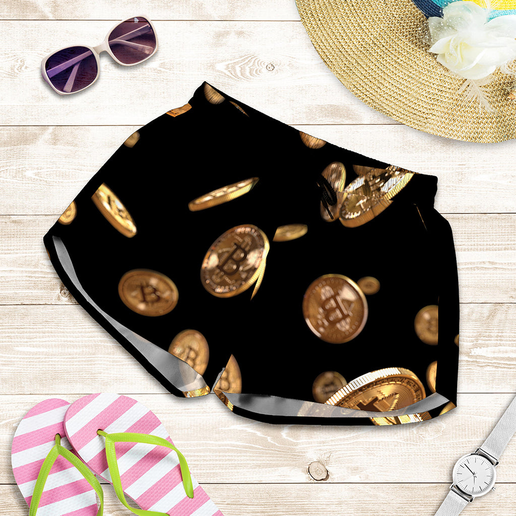 Falling Bitcoin Print Women's Shorts