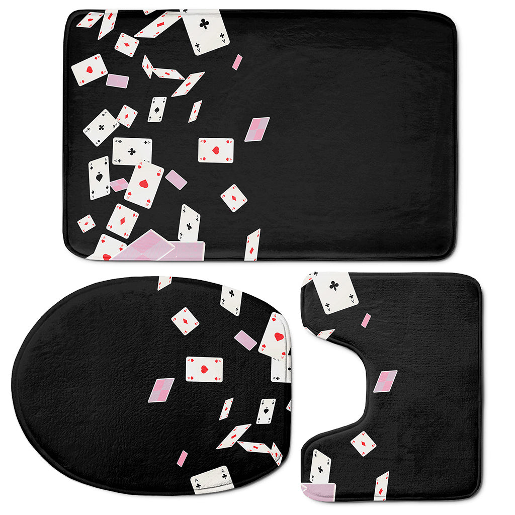 Falling Casino Card Print 3 Piece Bath Mat Set