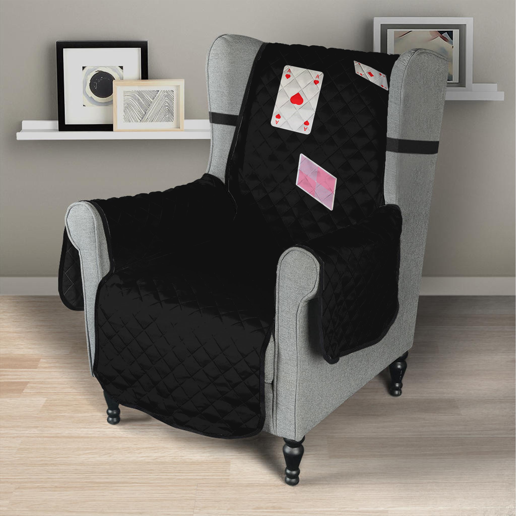 Falling Casino Card Print Armchair Protector