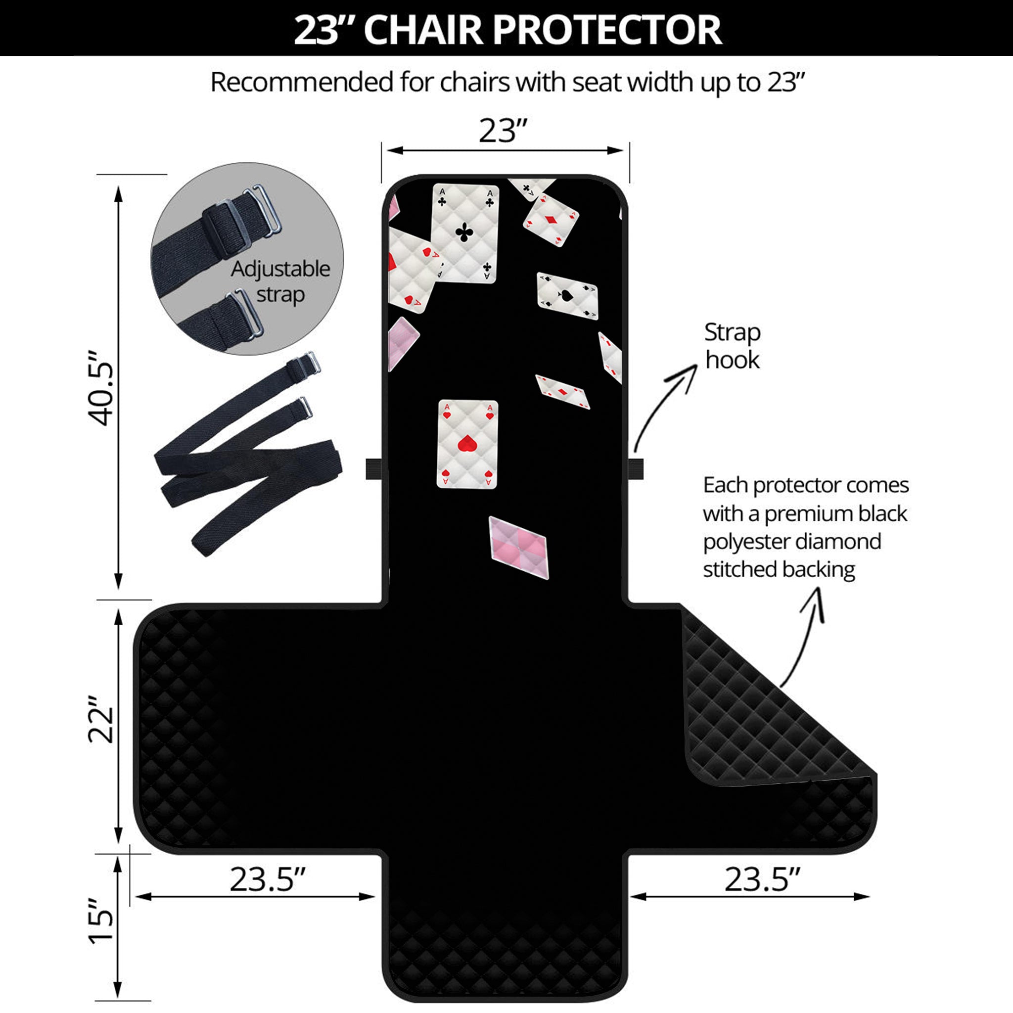 Falling Casino Card Print Armchair Protector