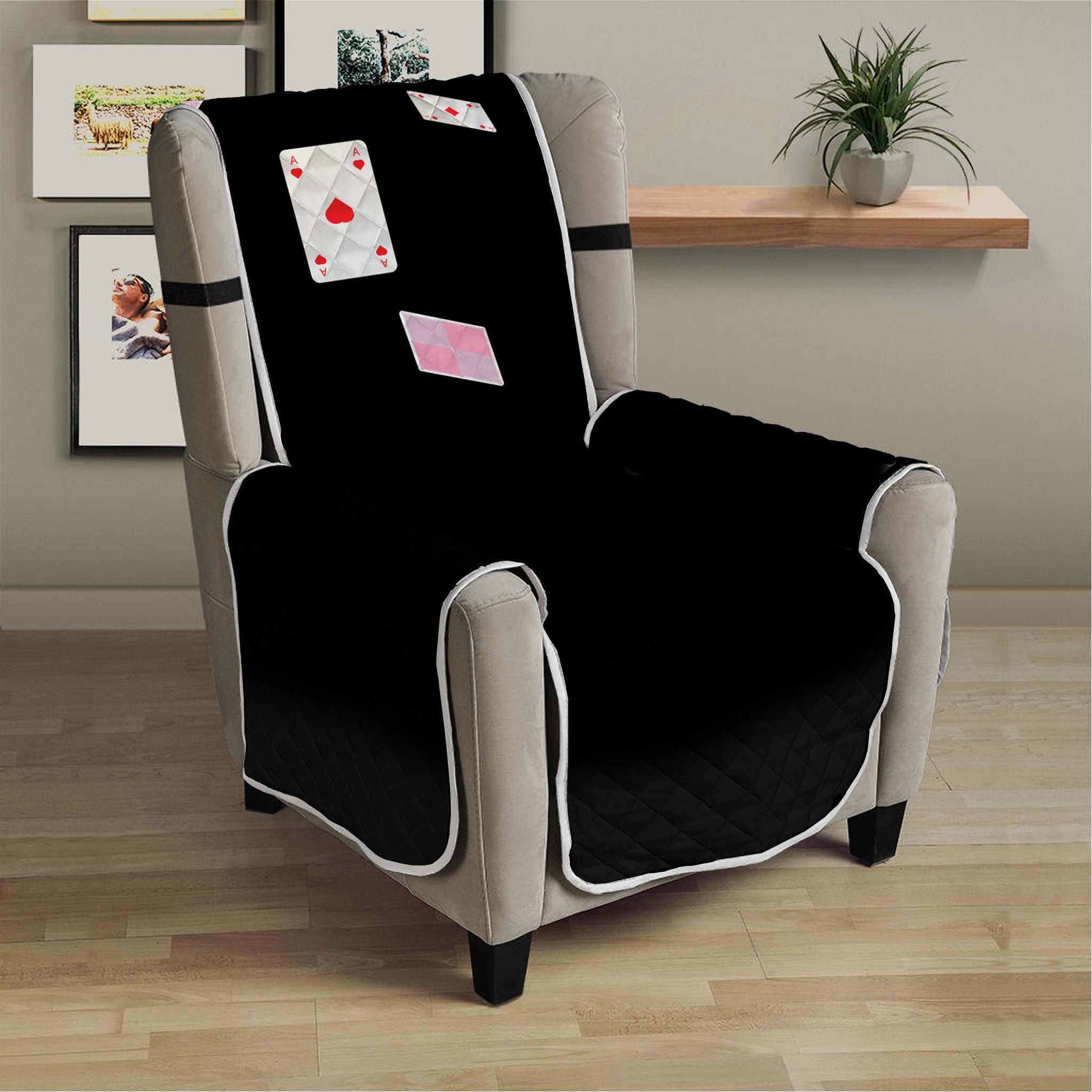 Falling Casino Card Print Armchair Protector