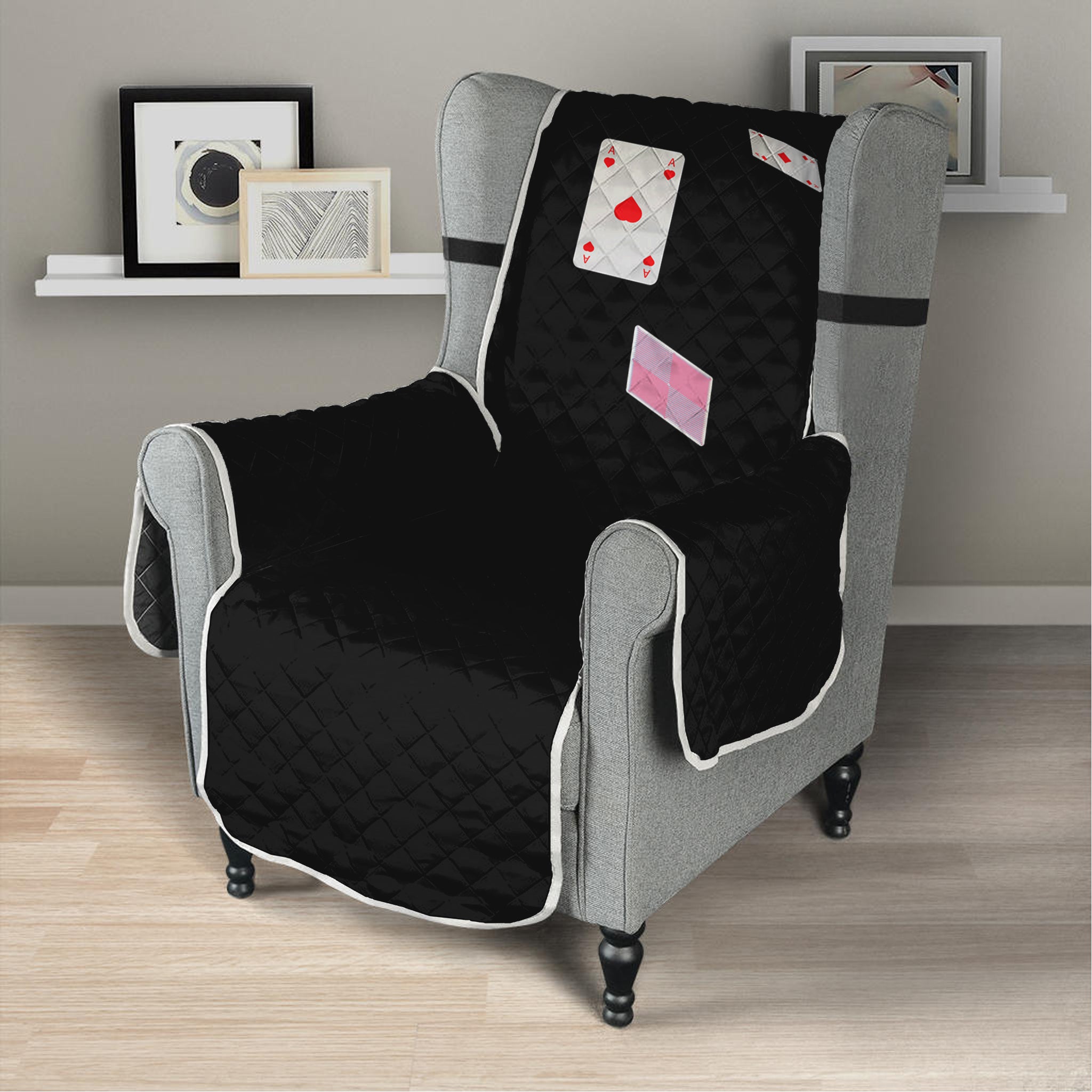 Falling Casino Card Print Armchair Protector