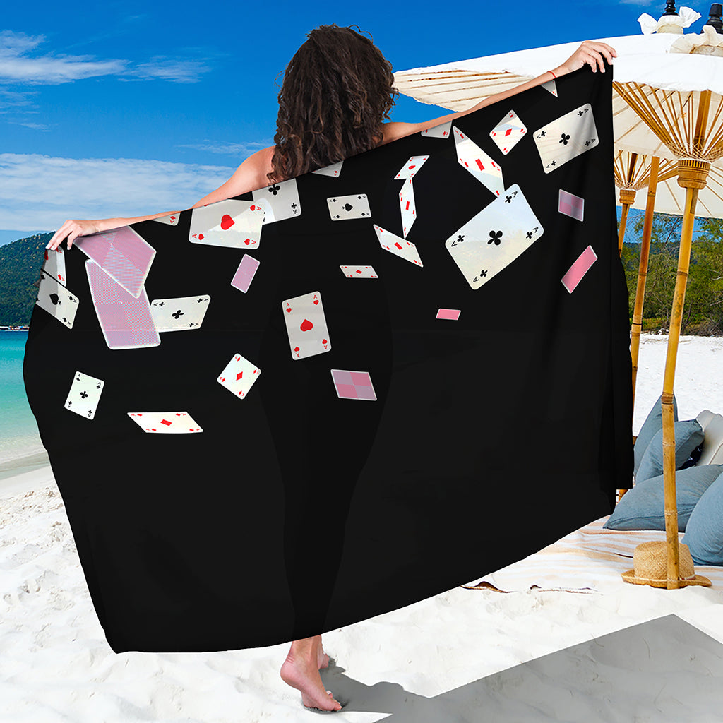 Falling Casino Card Print Beach Sarong Wrap