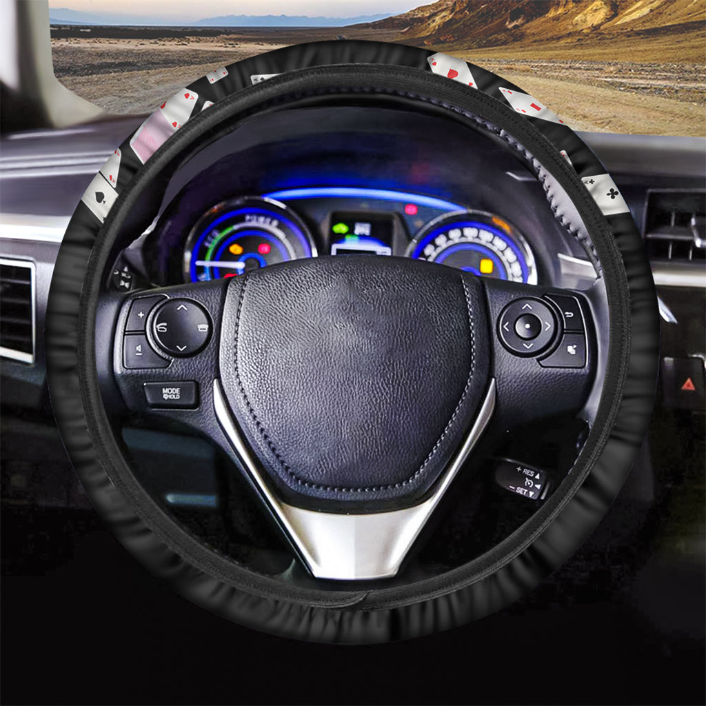 Falling Casino Card Print Car Steering Wheel Cover