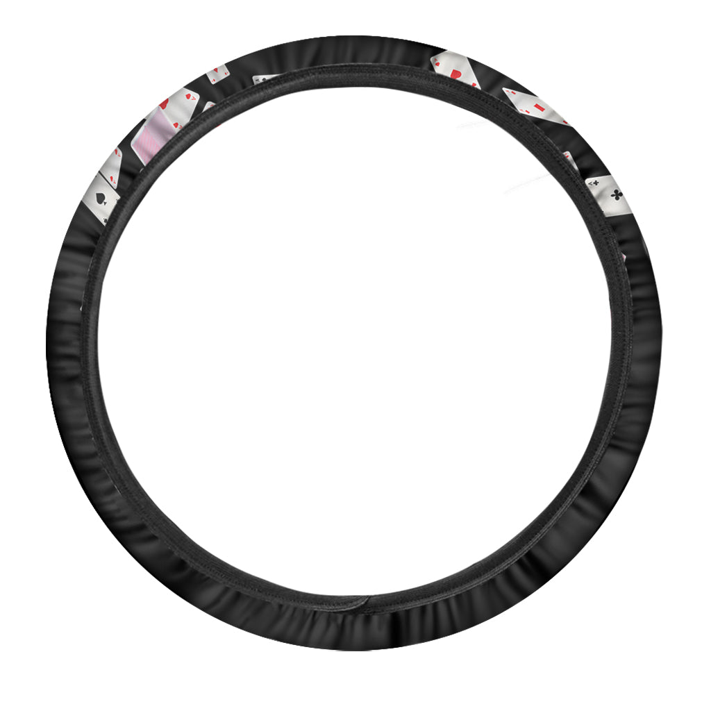 Falling Casino Card Print Car Steering Wheel Cover