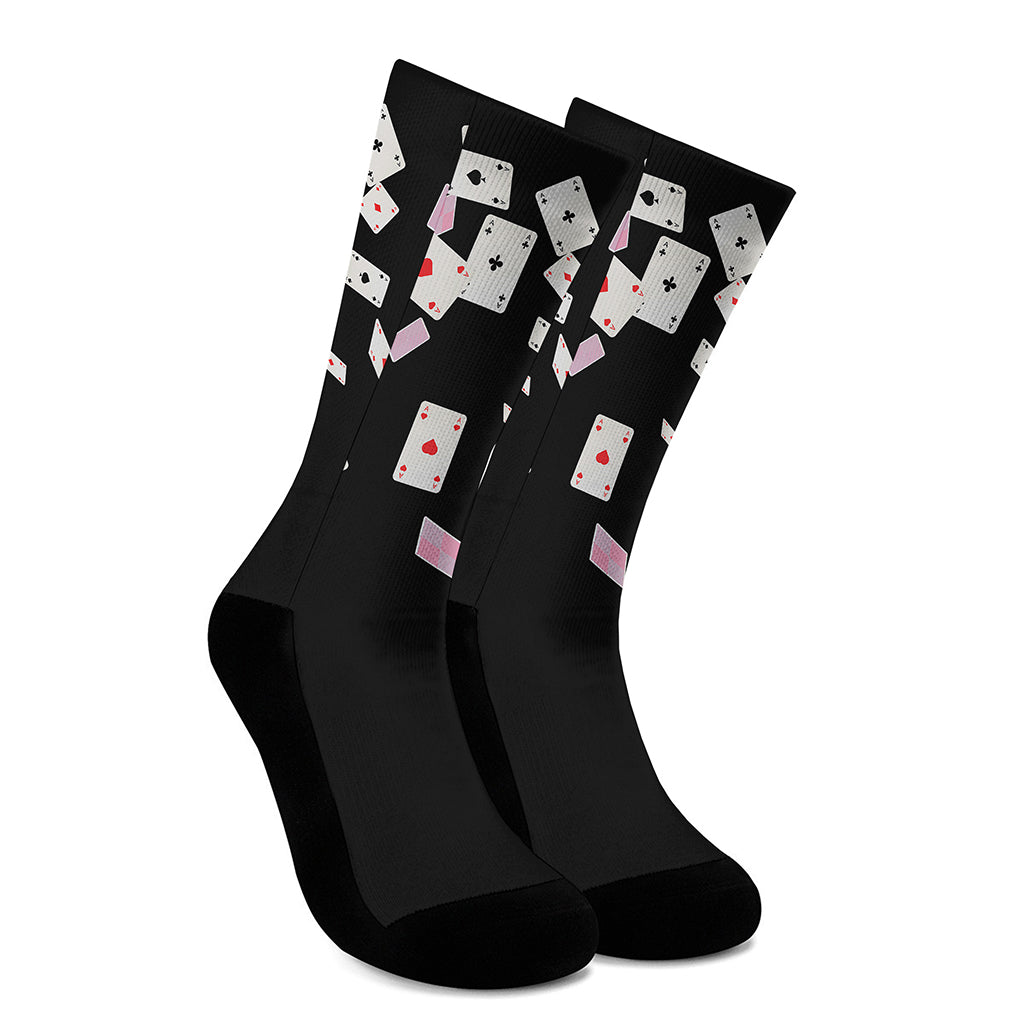 Falling Casino Card Print Crew Socks