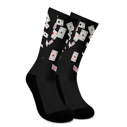 Falling Casino Card Print Crew Socks