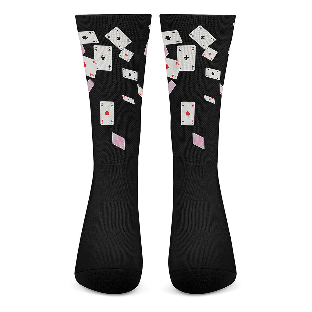 Falling Casino Card Print Crew Socks