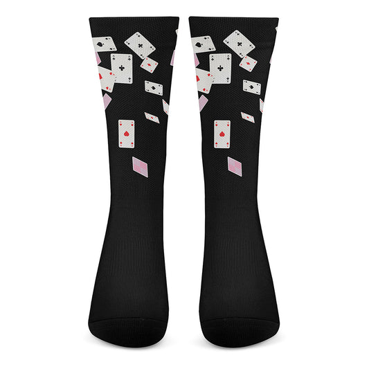 Falling Casino Card Print Crew Socks