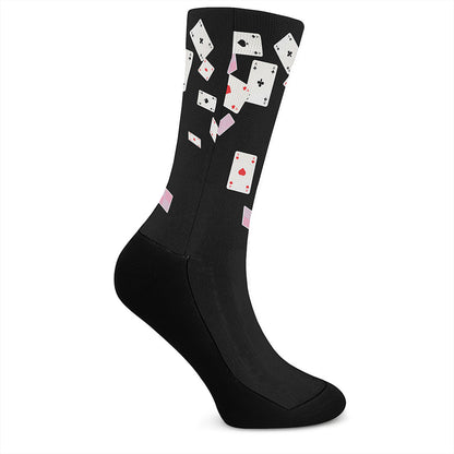 Falling Casino Card Print Crew Socks