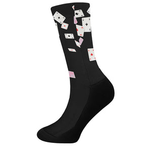 Falling Casino Card Print Crew Socks