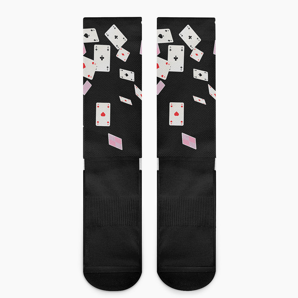 Falling Casino Card Print Crew Socks