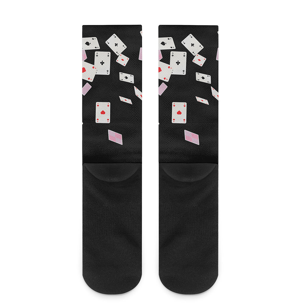 Falling Casino Card Print Crew Socks