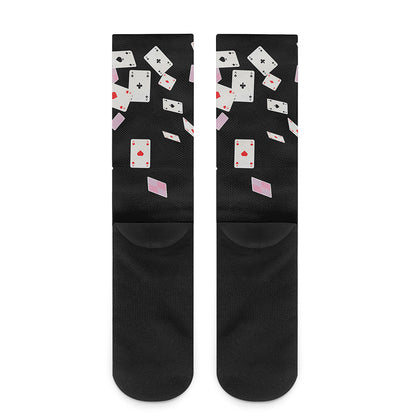 Falling Casino Card Print Crew Socks