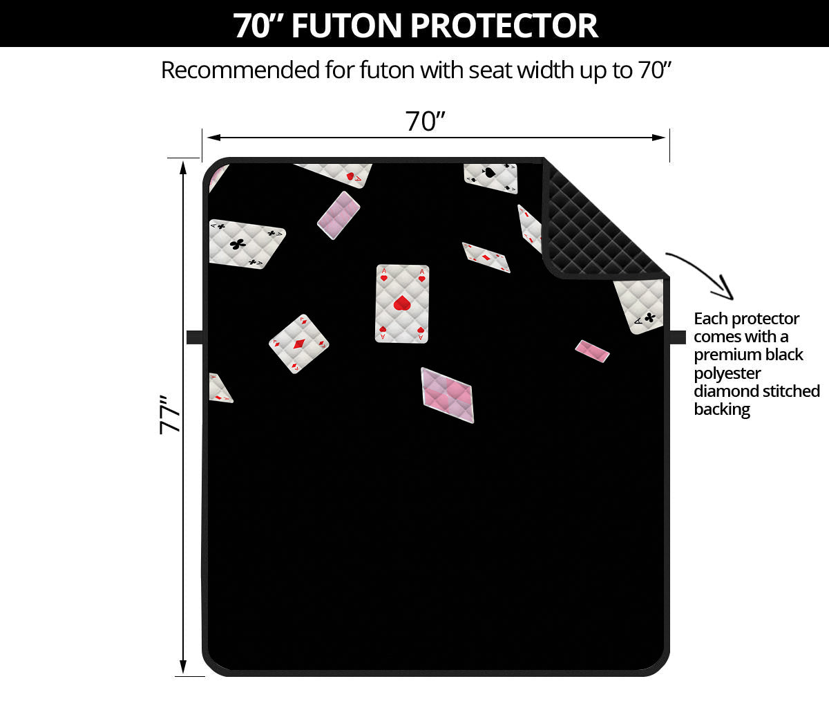 Falling Casino Card Print Futon Protector