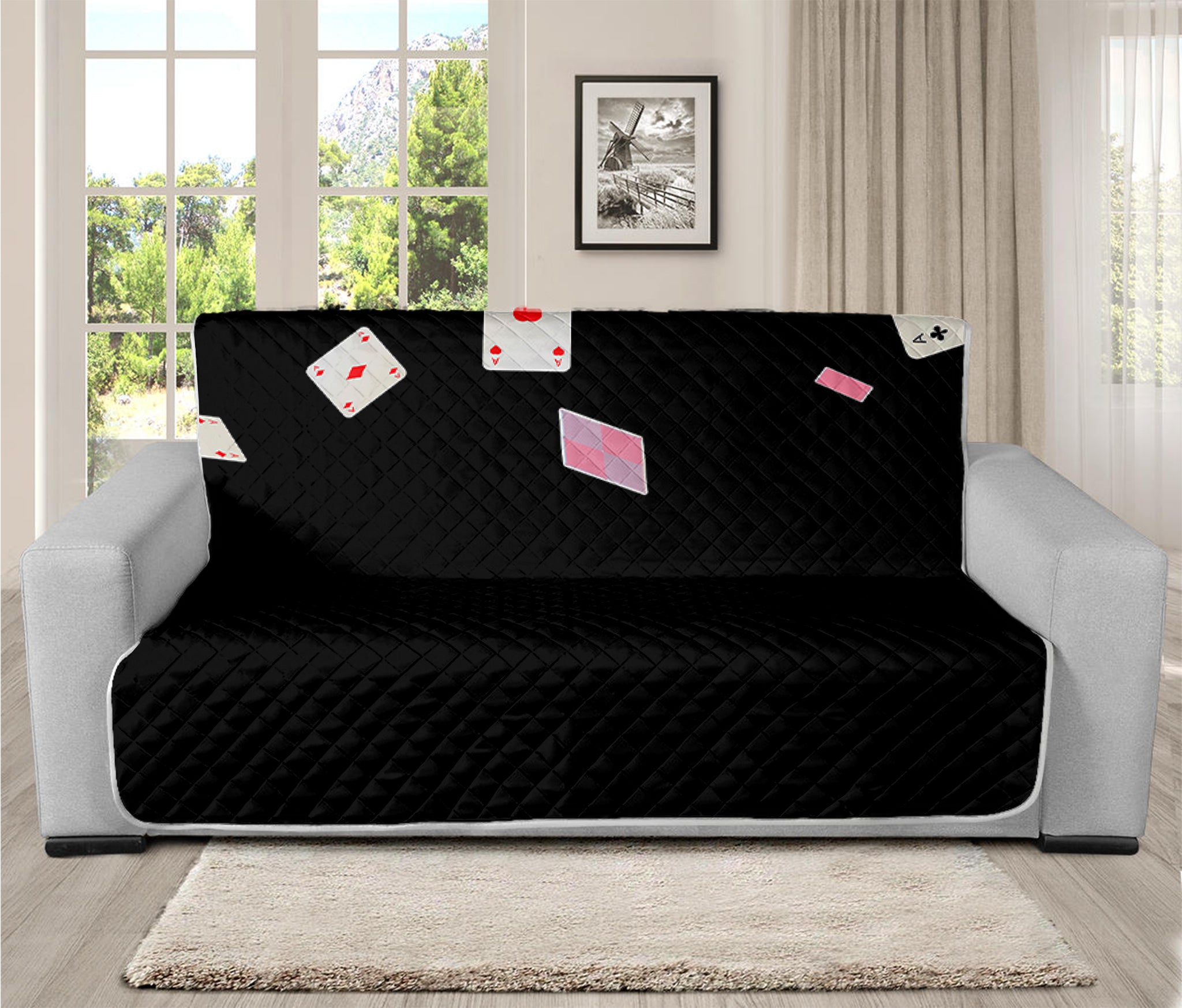 Falling Casino Card Print Futon Protector