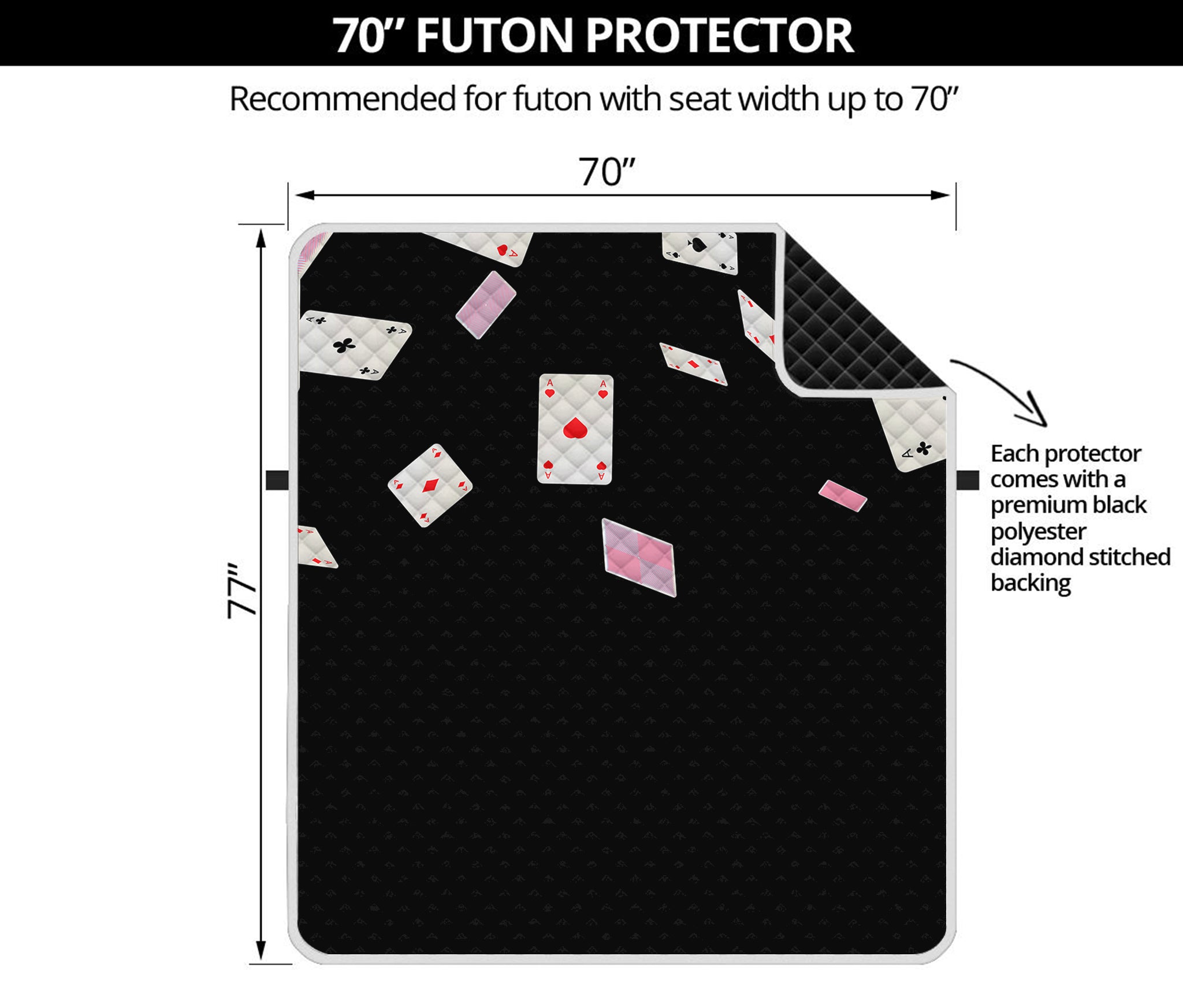 Falling Casino Card Print Futon Protector