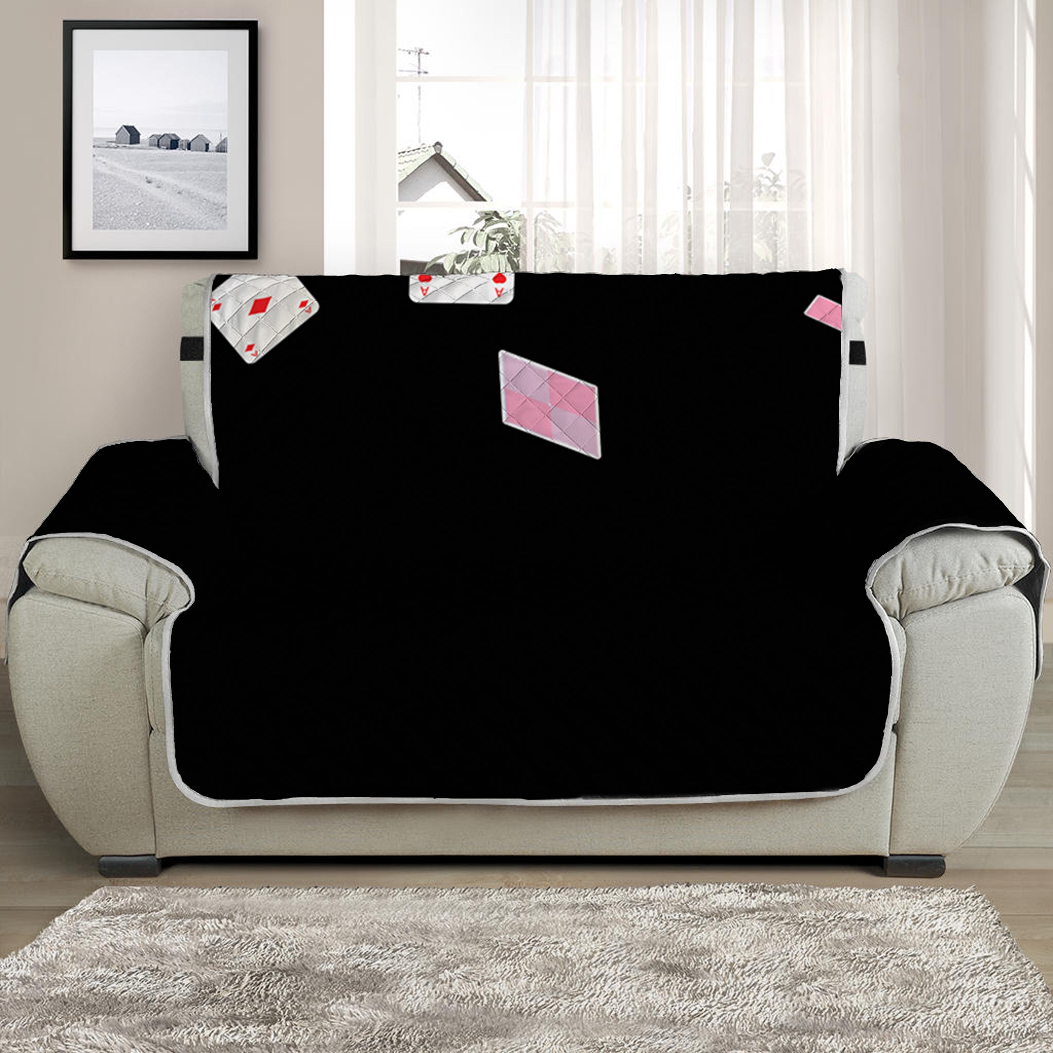 Falling Casino Card Print Half Sofa Protector