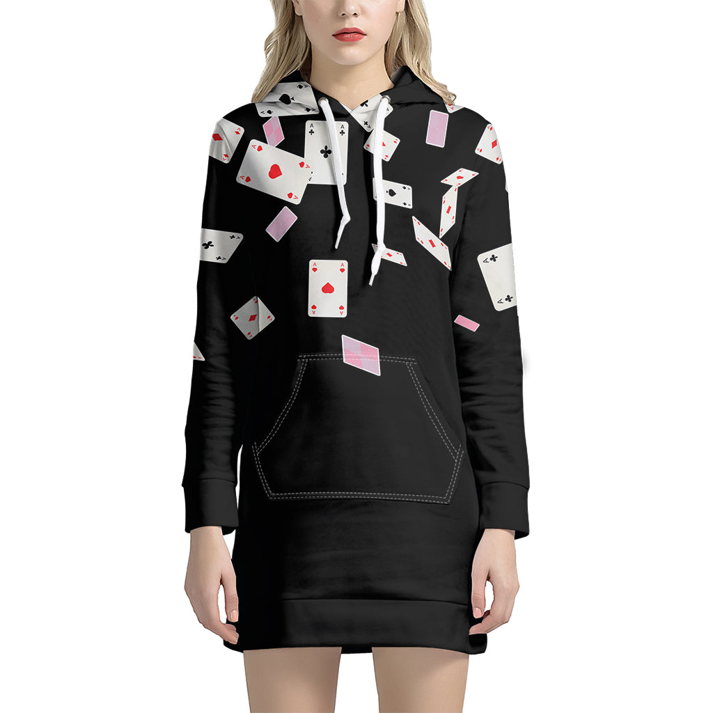 Falling Casino Card Print Hoodie Dress