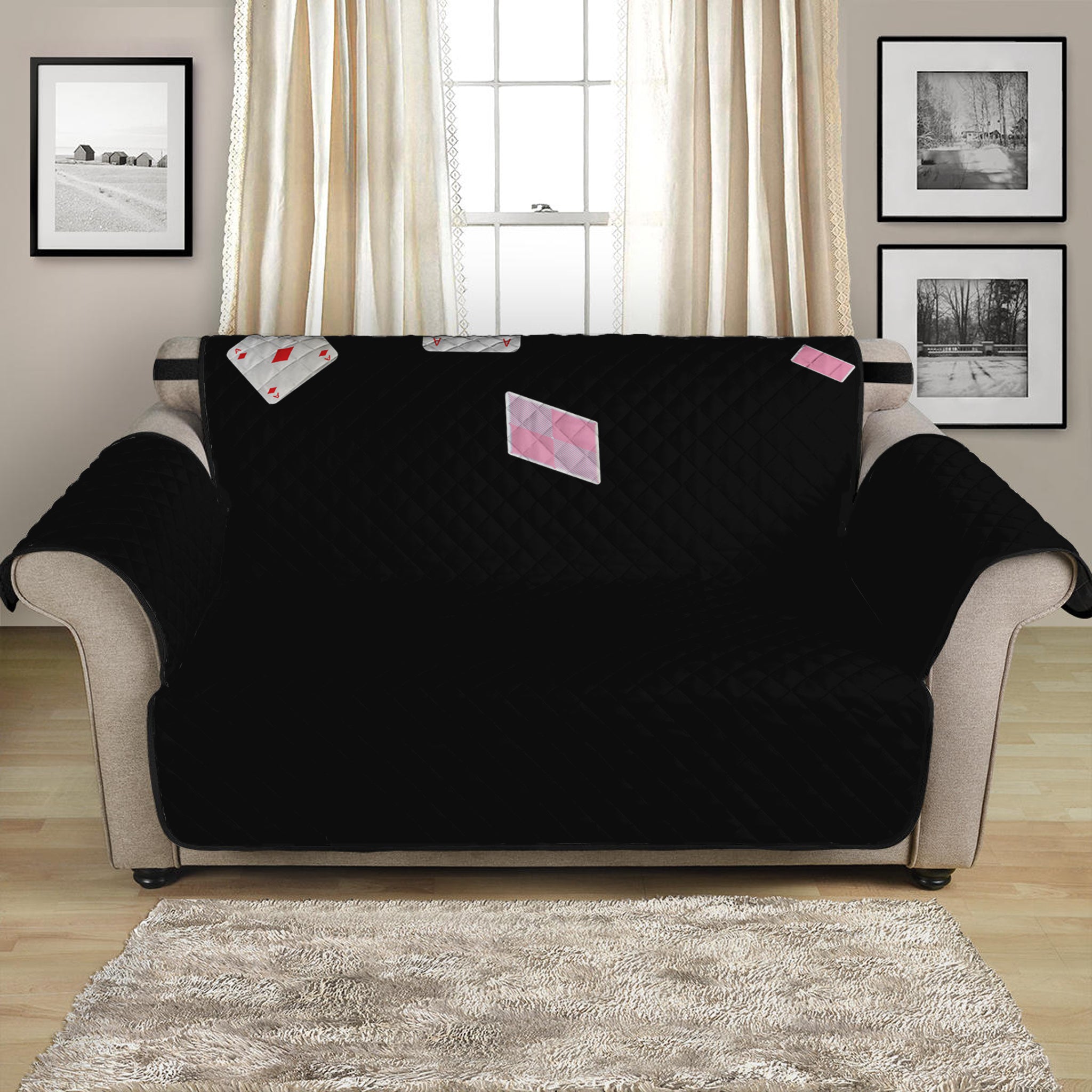 Falling Casino Card Print Loveseat Protector