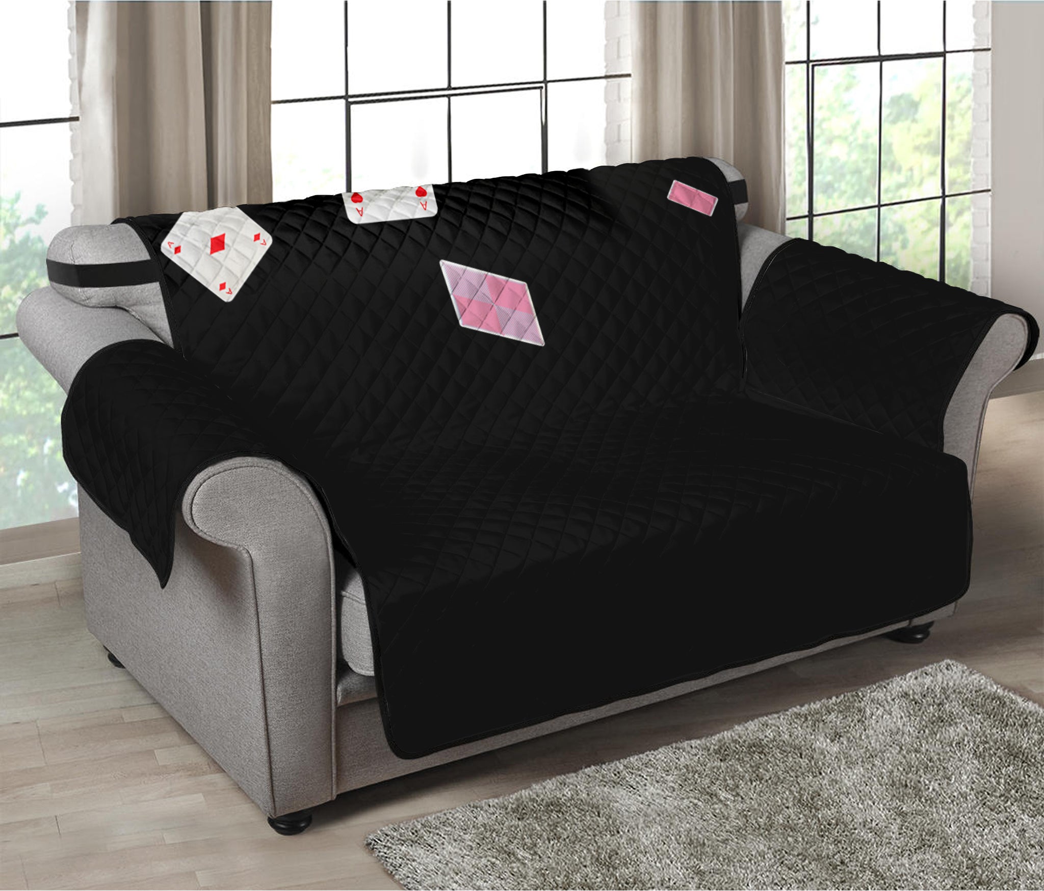 Falling Casino Card Print Loveseat Protector