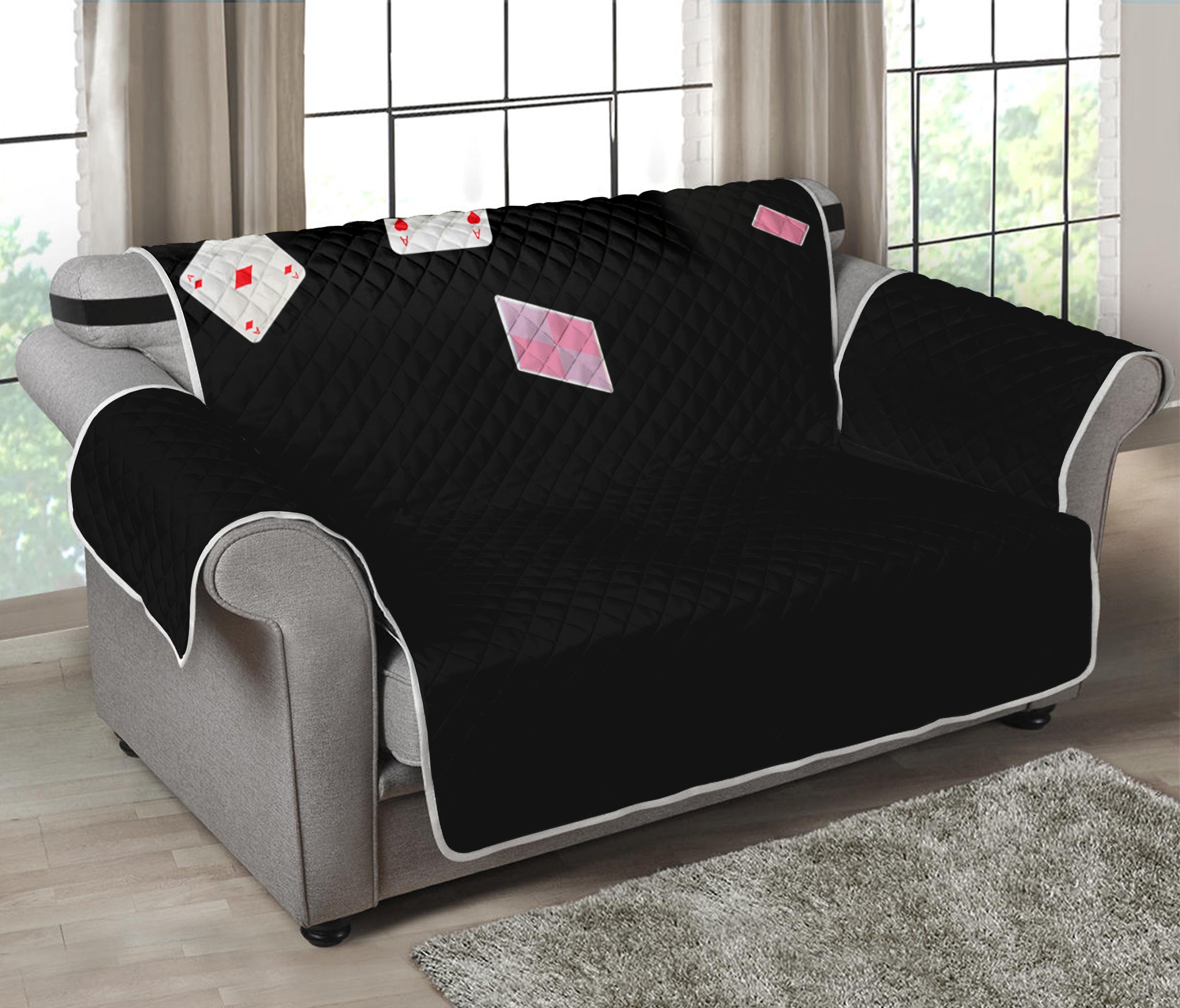 Falling Casino Card Print Loveseat Protector