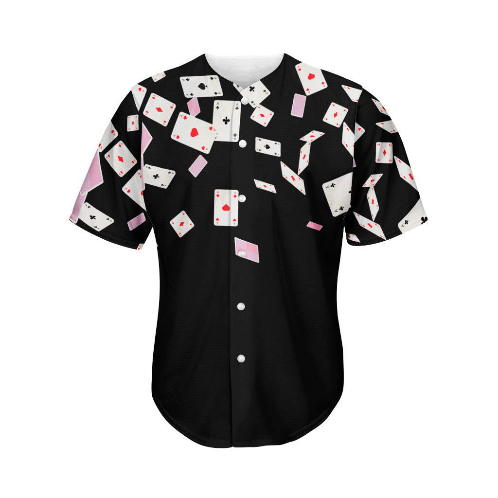 Falling Casino Card Print Men's Baseball Jersey