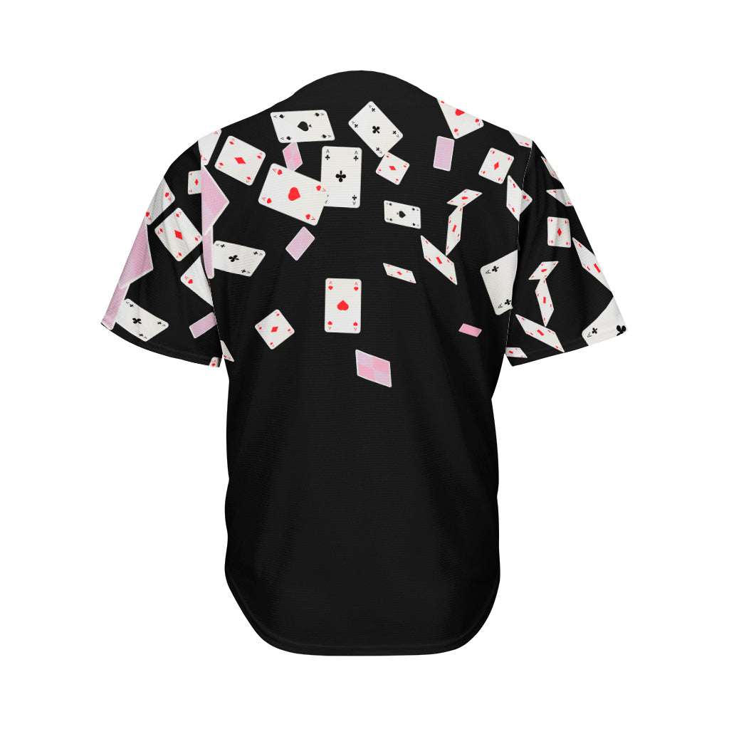 Falling Casino Card Print Men's Baseball Jersey