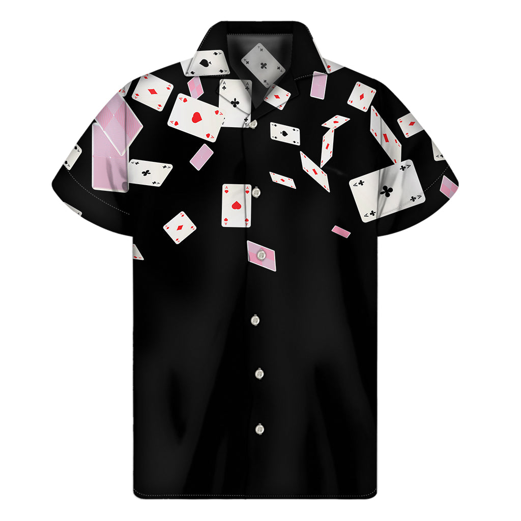 Falling Casino Card Print Men's Short Sleeve Shirt