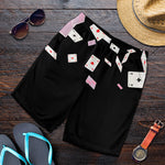 Falling Casino Card Print Men's Shorts