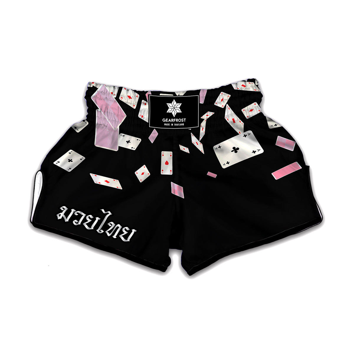 Falling Casino Card Print Muay Thai Boxing Shorts