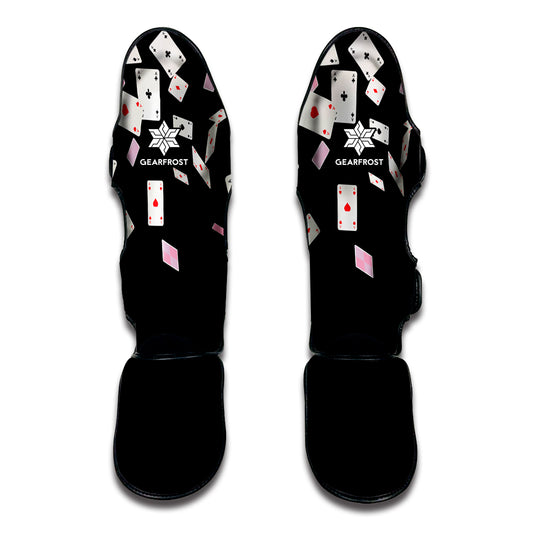Falling Casino Card Print Muay Thai Shin Guard