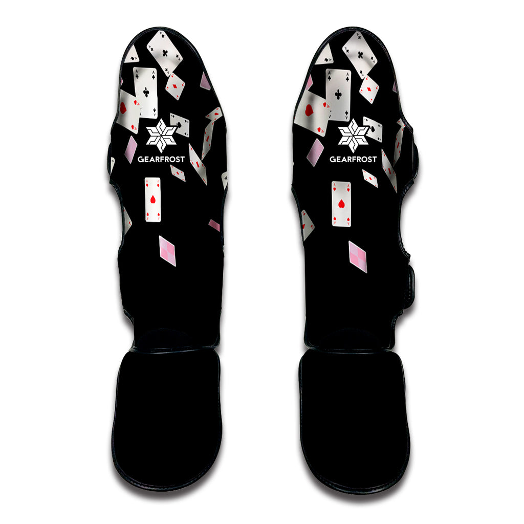 Falling Casino Card Print Muay Thai Shin Guard