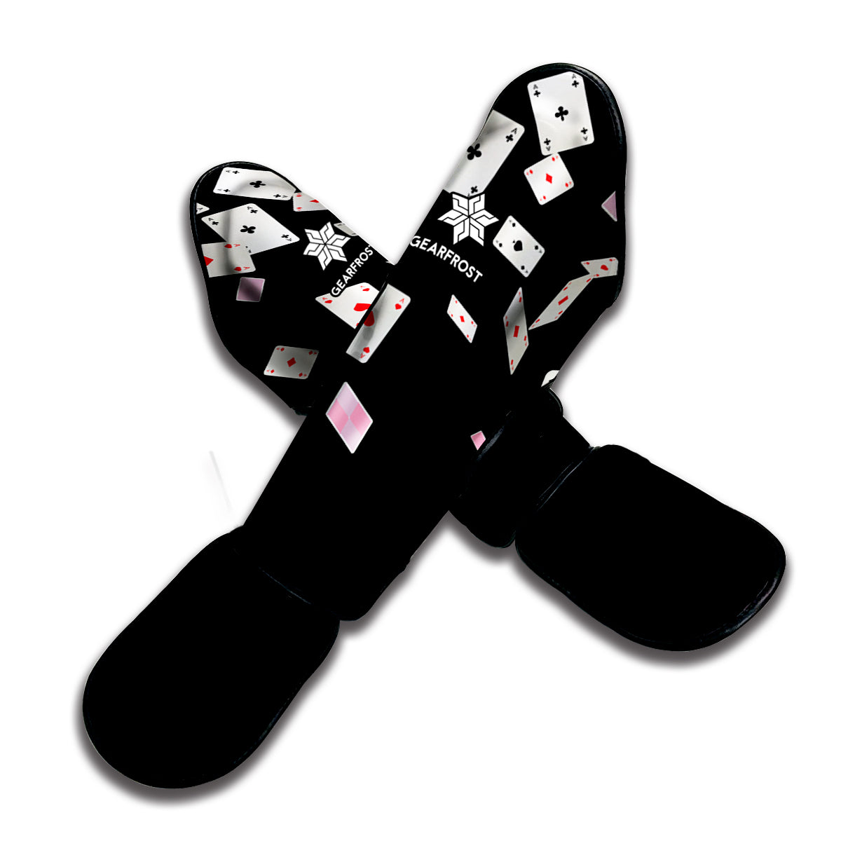 Falling Casino Card Print Muay Thai Shin Guard