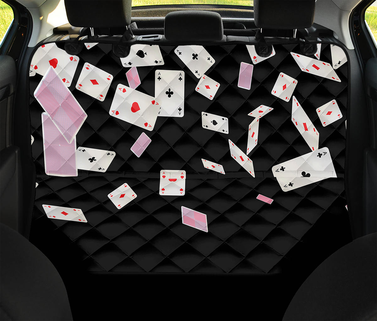 Falling Casino Card Print Pet Car Back Seat Cover