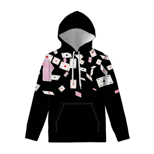 Falling Casino Card Print Pullover Hoodie