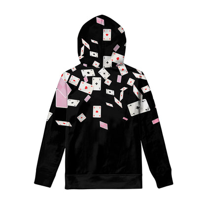 Falling Casino Card Print Pullover Hoodie