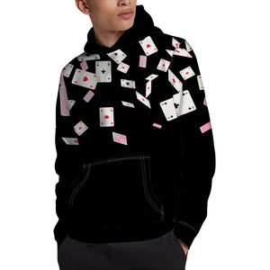 Falling Casino Card Print Pullover Hoodie
