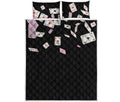 Falling Casino Card Print Quilt Bed Set