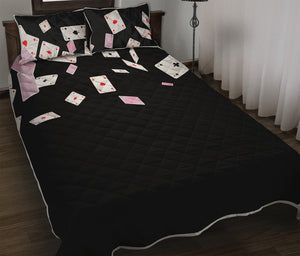 Falling Casino Card Print Quilt Bed Set