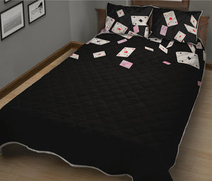 Falling Casino Card Print Quilt Bed Set