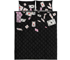 Falling Casino Card Print Quilt Bed Set