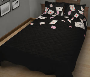 Falling Casino Card Print Quilt Bed Set